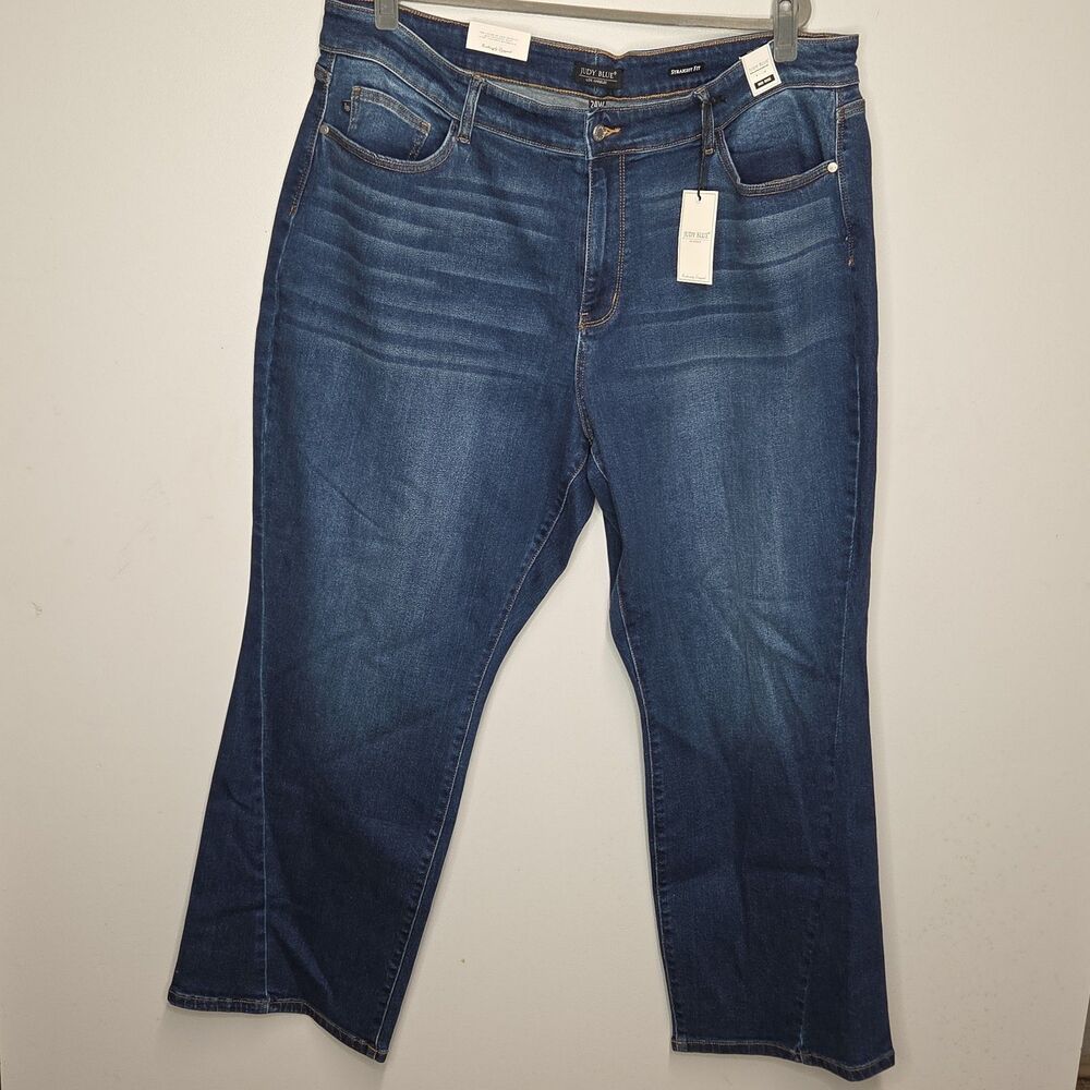 NWT Judy Blue Aubrey Side Seam Detail Straight Leg Jeans Mid Rise Wash 24W